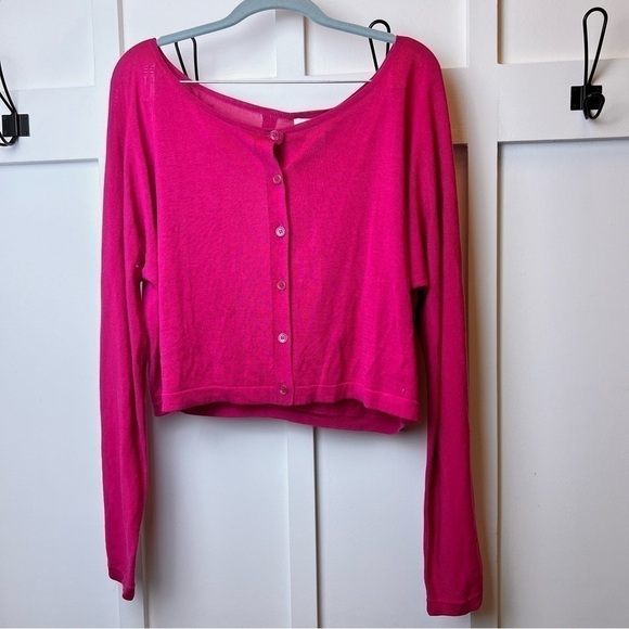 $245 Doncaster VTG Women’s Cardigan Sweater Crop Open Back Pink Size XLM NWT NEW - Picture 1 of 8
